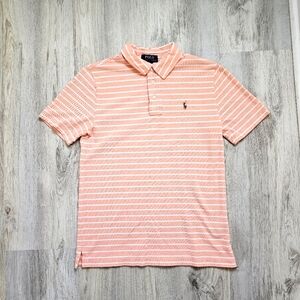 Boys Polo Ralph Lauren Peach Stripe Polo Shirt Large